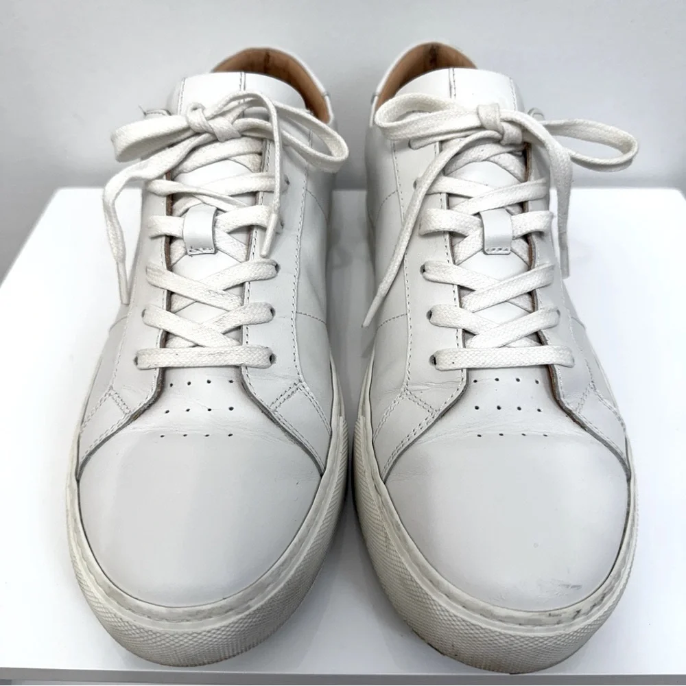 Greats Brooklyn White Leather Sneaker Lace Up Low Top Mens Size 10 Made in Italy
